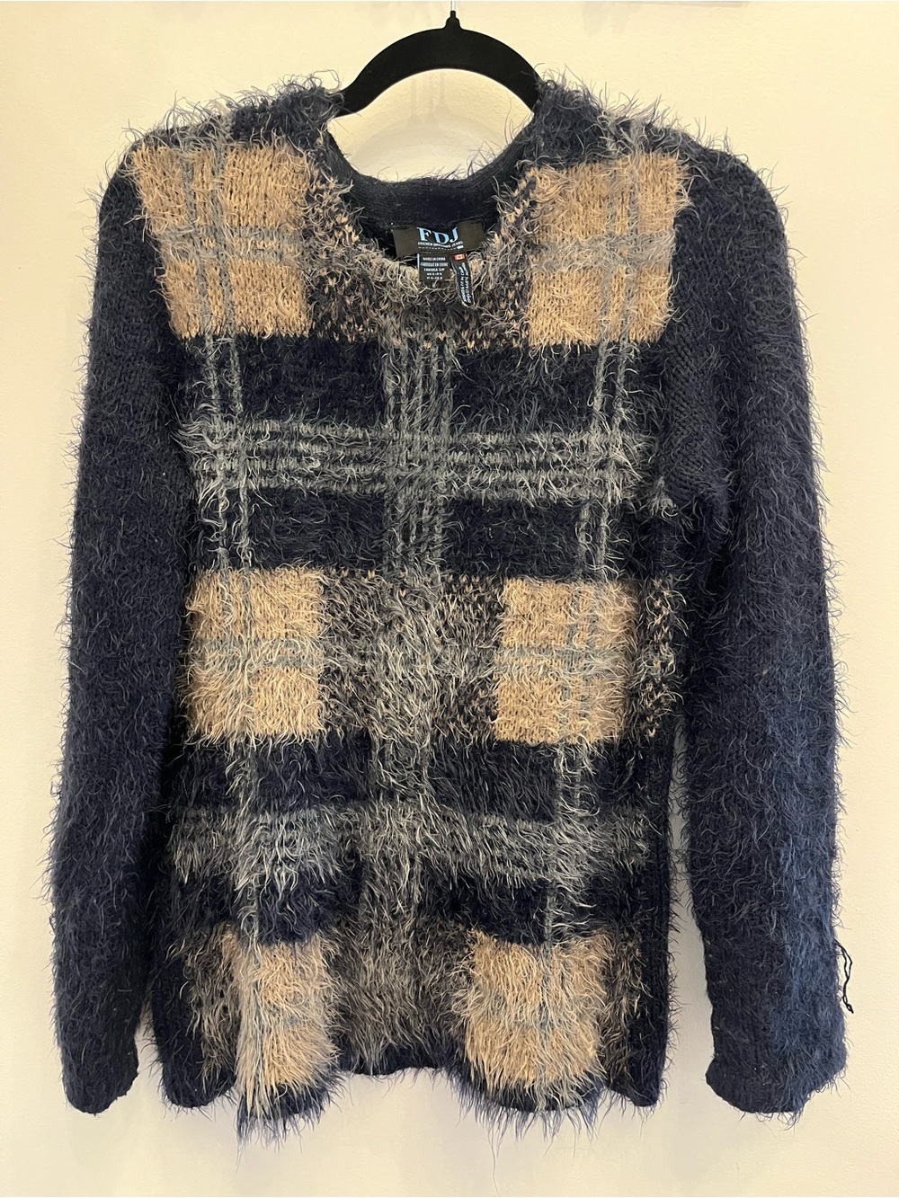 FDJ Plaid Cozy Sweater - Navy & Beige